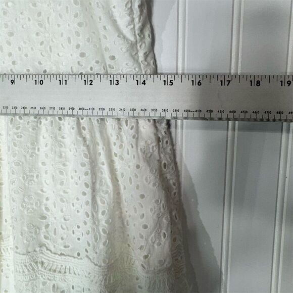 Doe & Rae White Eyelet Lace Peplum Tank Top M Cotton Boho Cottagecore Summer - Picture 6 of 10